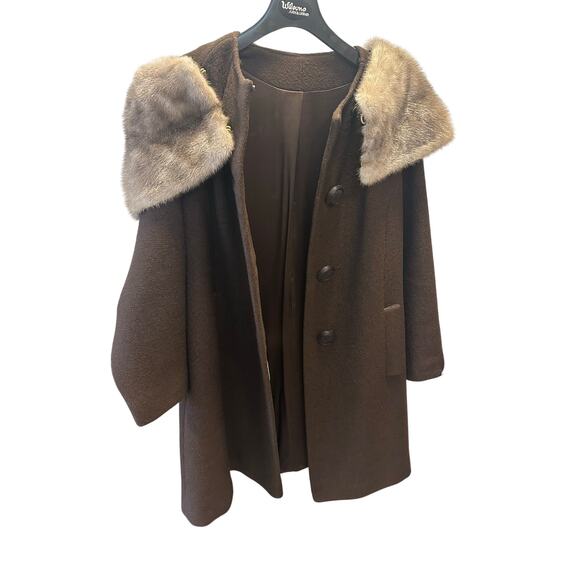 Sears Roebuck & Co Fashions Value Wool w Fur Collar Brown Vtg Union Made Luxury - Picture 12 of 12